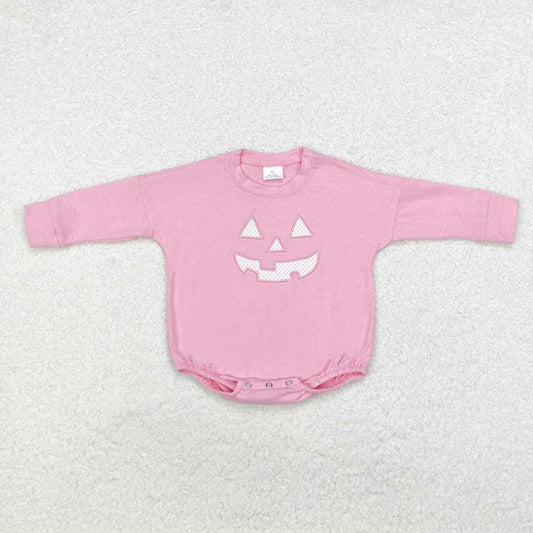 Toddle baby girl embroidery Halloween pumpkin skull romper