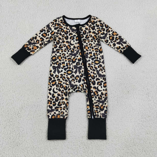 Toddle baby long sleeve halloween bat leopard romper
