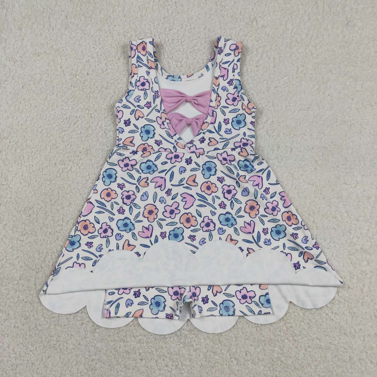 Toddle girls pink blue flowers design yoga dress