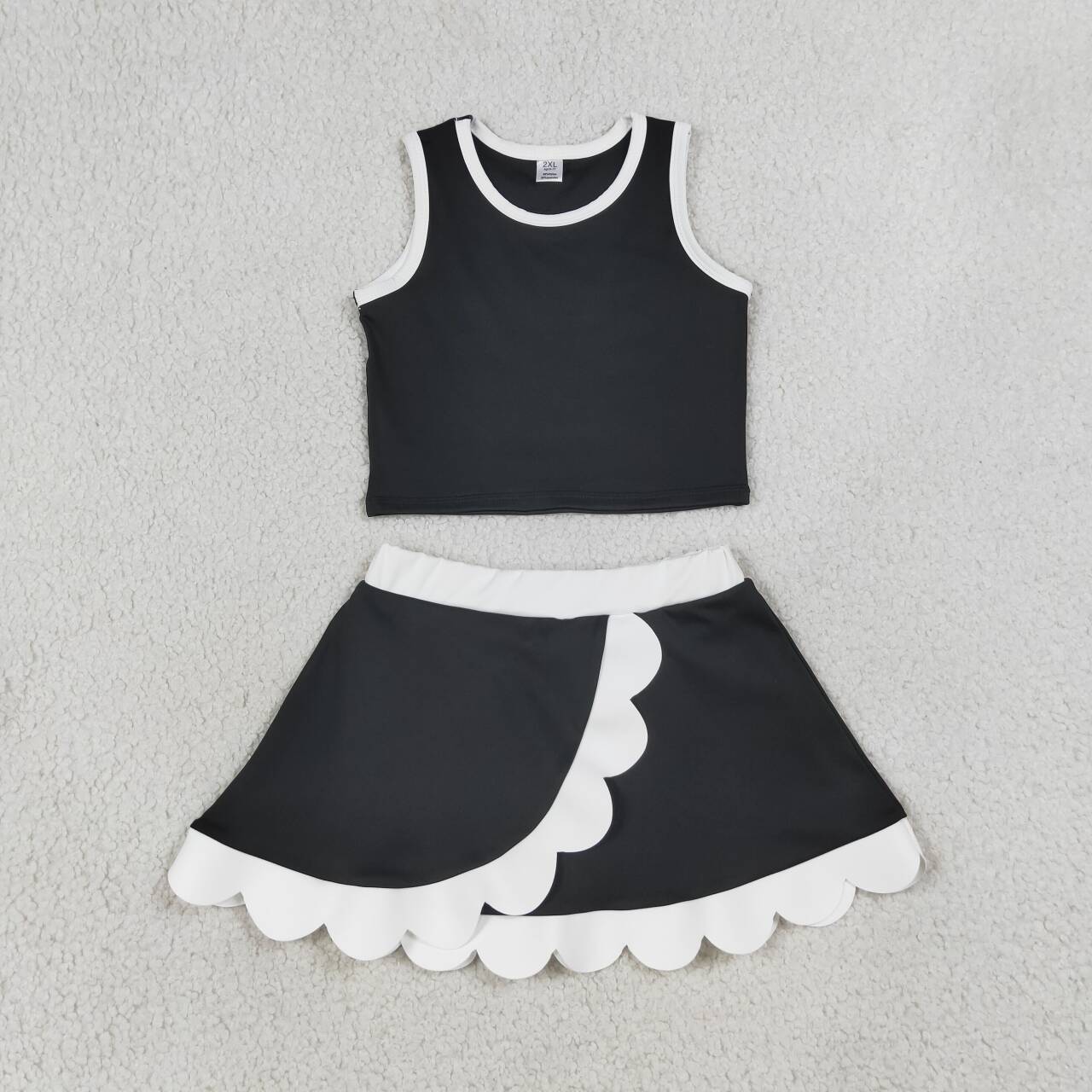 Black yoga top matching skorts girls summer outfit
