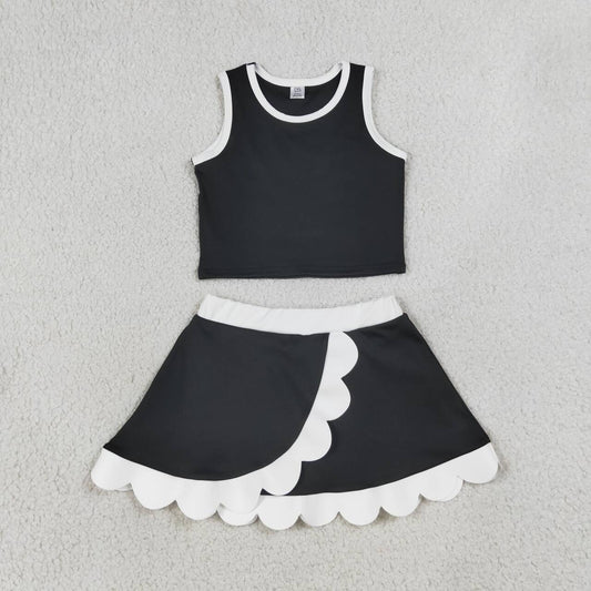 Black yoga top matching skorts girls summer outfit