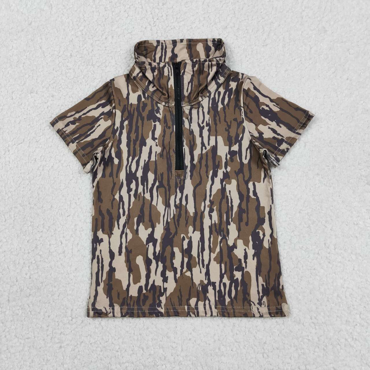 Camo design print boy short sleeve pullover top
