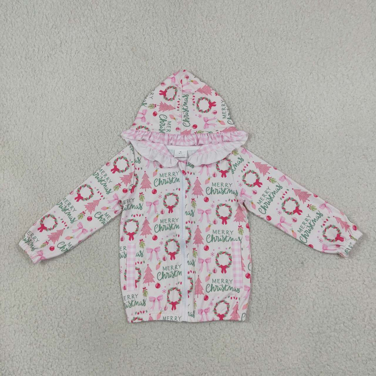 Merry christmas print kids girls long sleeve  hoodie top