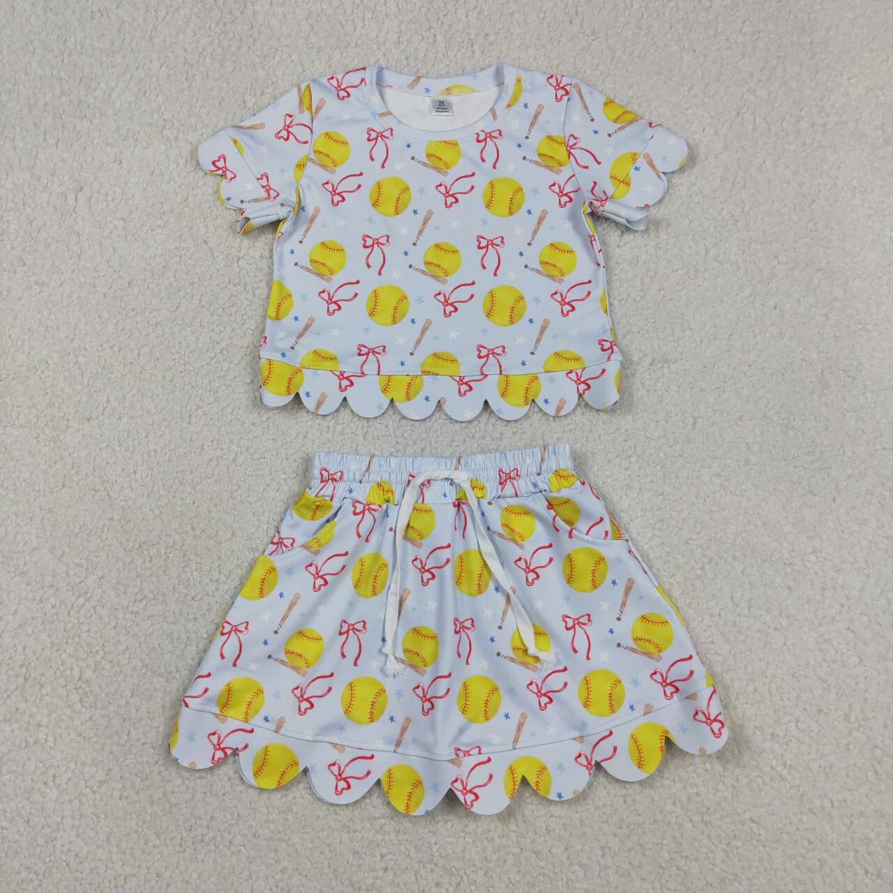 Softball top matching skirt toddle baby girls yoga outfit