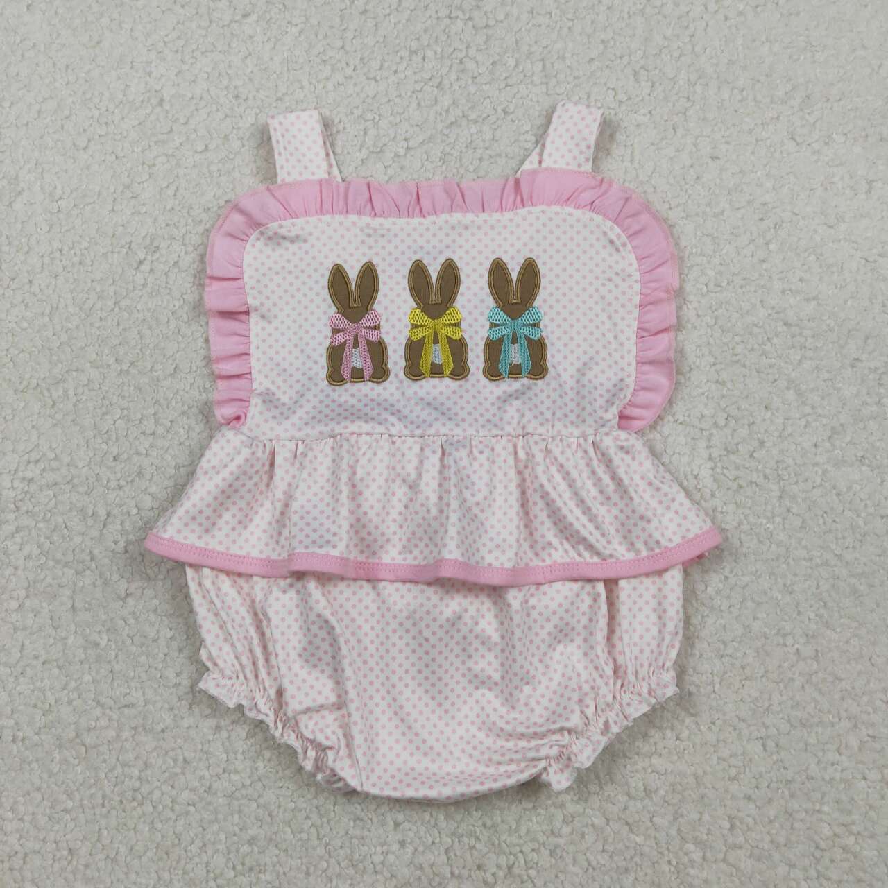 Toddle baby girl embroidery Easter bunny romper
