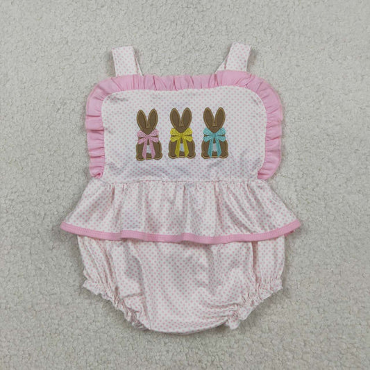 Toddle baby girl embroidery Easter bunny romper