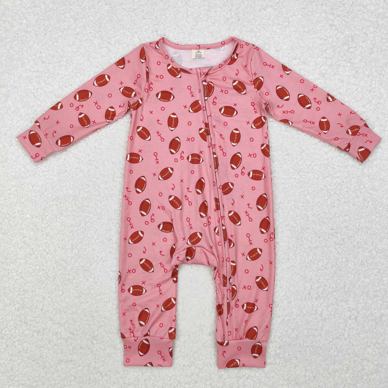 Toddle baby girls football bamboo zip romper