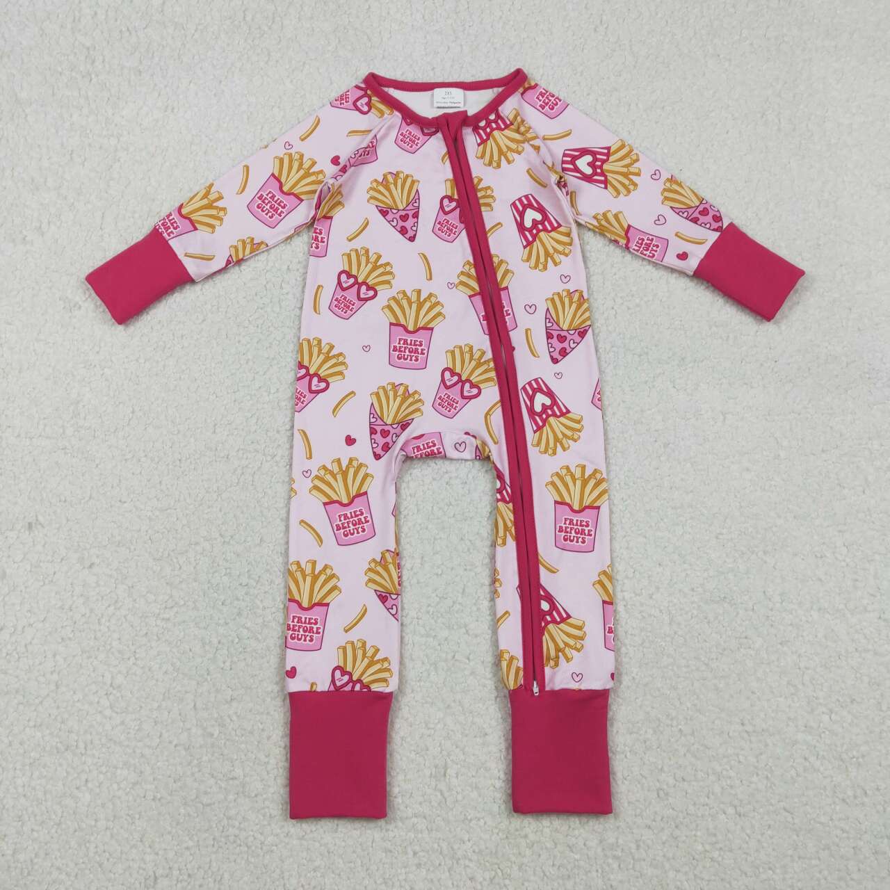 Valentines fries print toddle girls romper