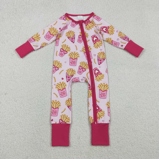 Valentines fries print toddle girls romper