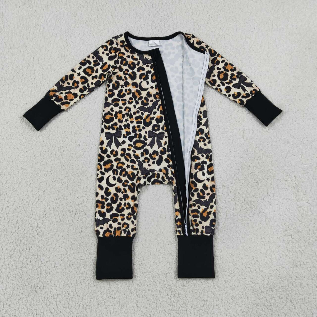 Toddle baby long sleeve halloween bat leopard romper