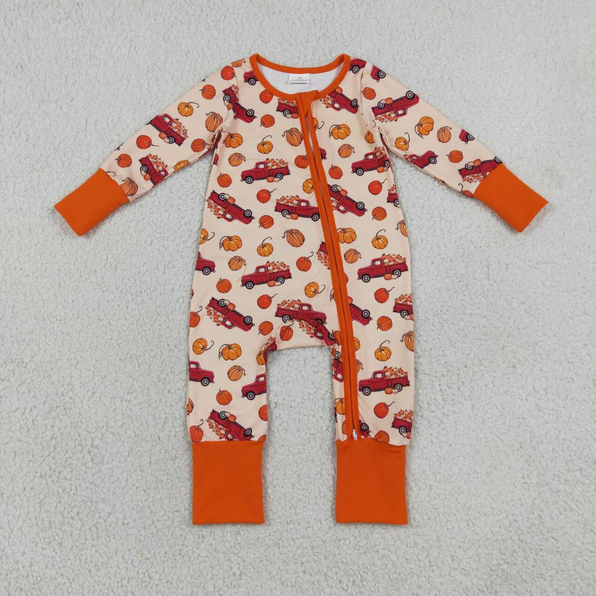 Toddle baby long sleeve fall pumpkin zip romper