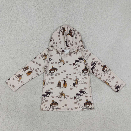 Western rodeo print kids boy long sleeve  hoodie top