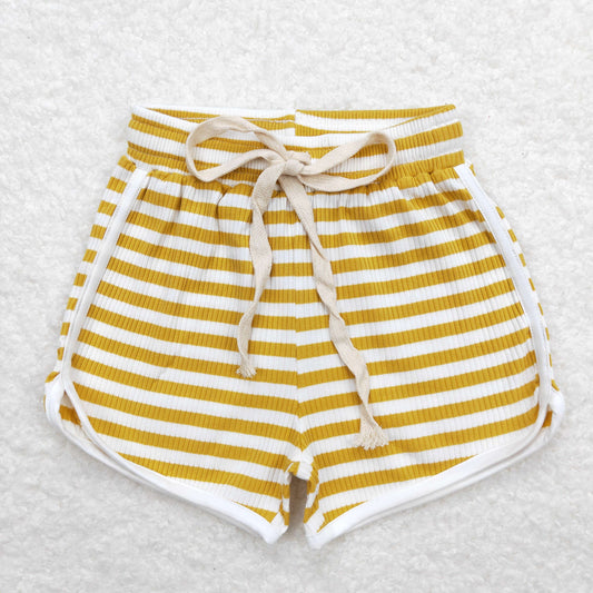 toddle girls yellow stripes summer boutique shorts