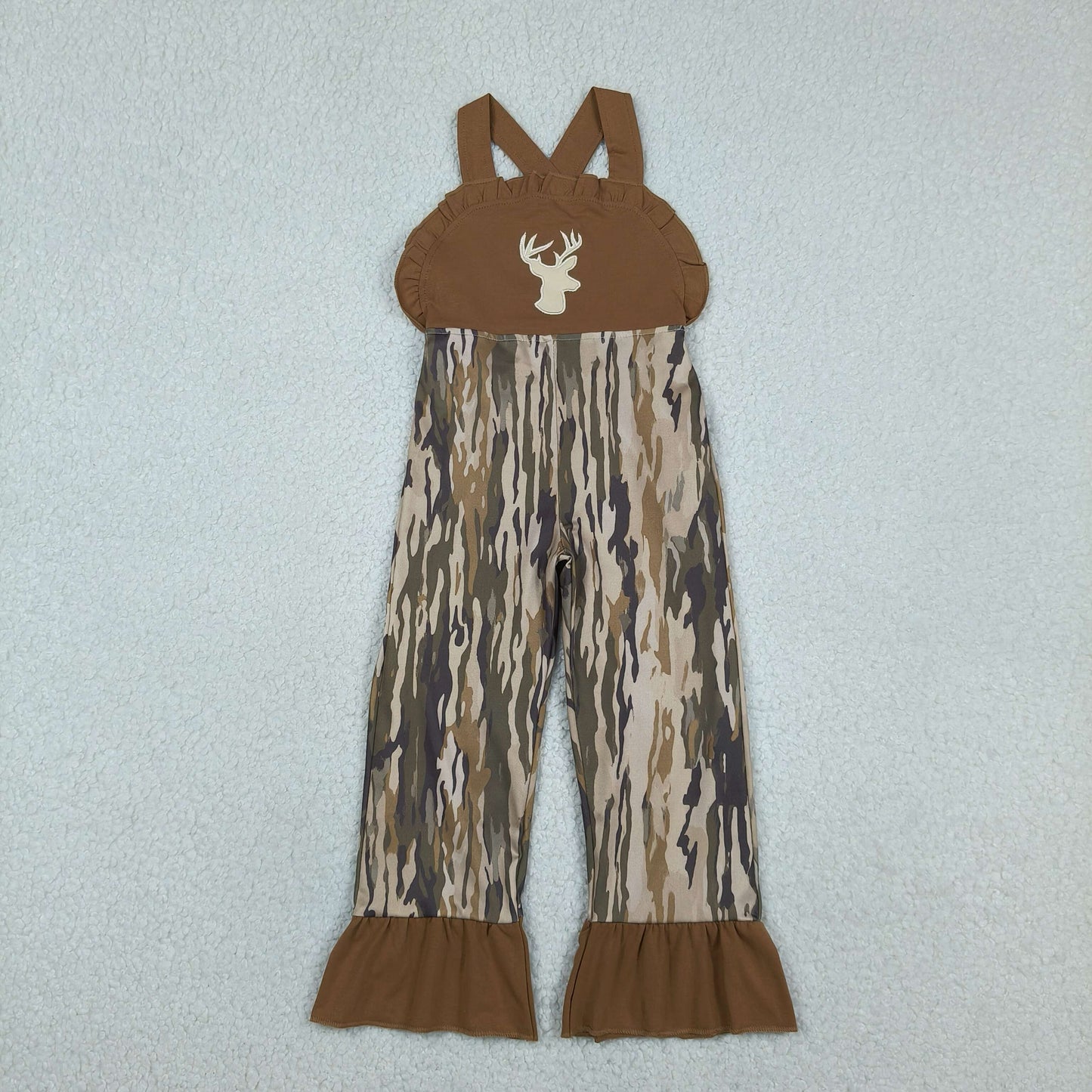 Toddle girls embroidery deer camo design jumpsuit
