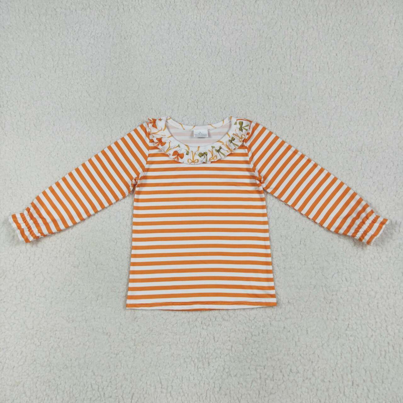 Baby girl long sleeve orange stripes t-shirt