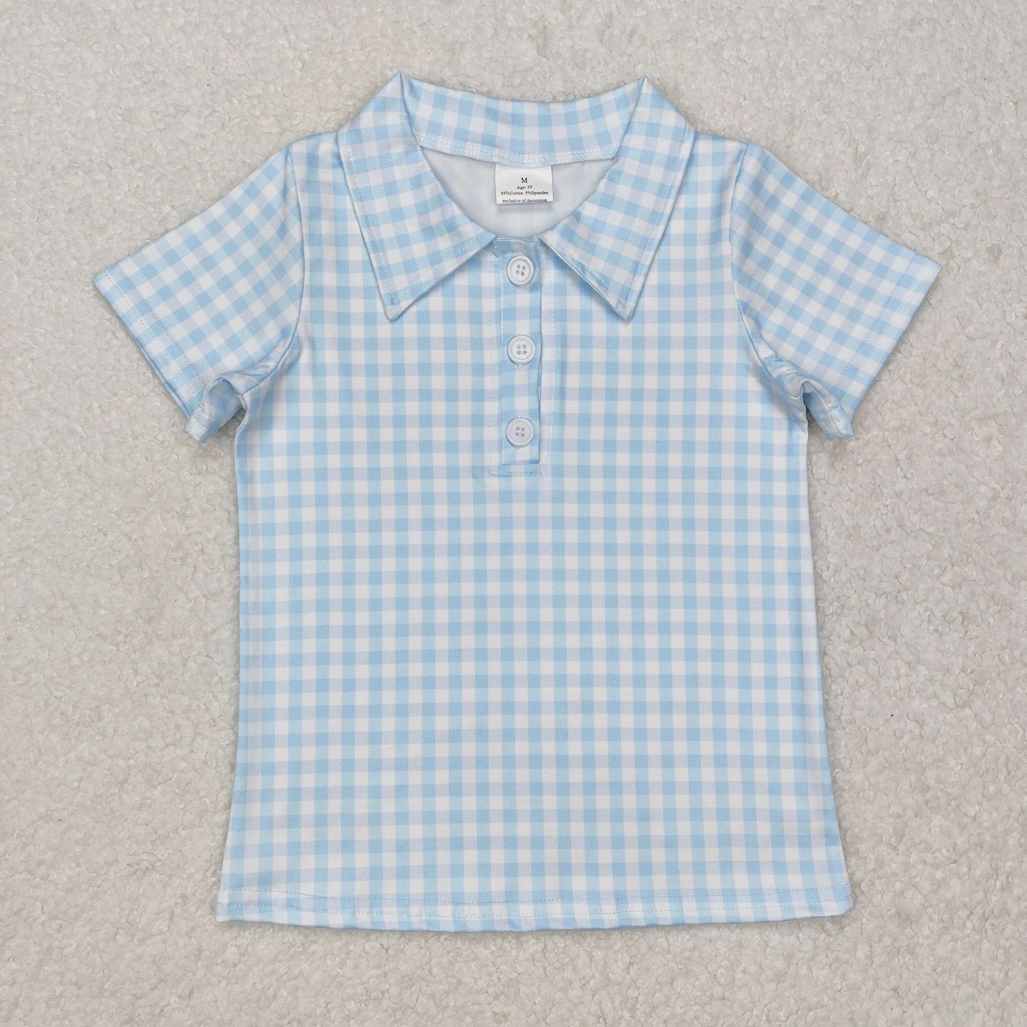 Toddle baby boy blue plaid short sleeve t-shirt top