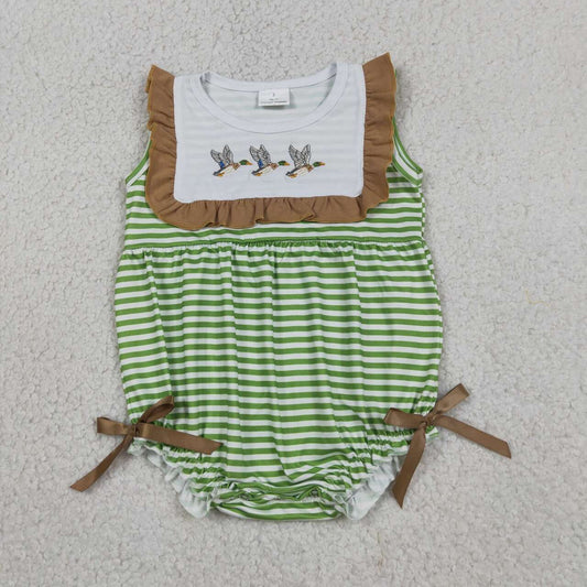 Toddle girl short sleeve embroidery mallard duck romper