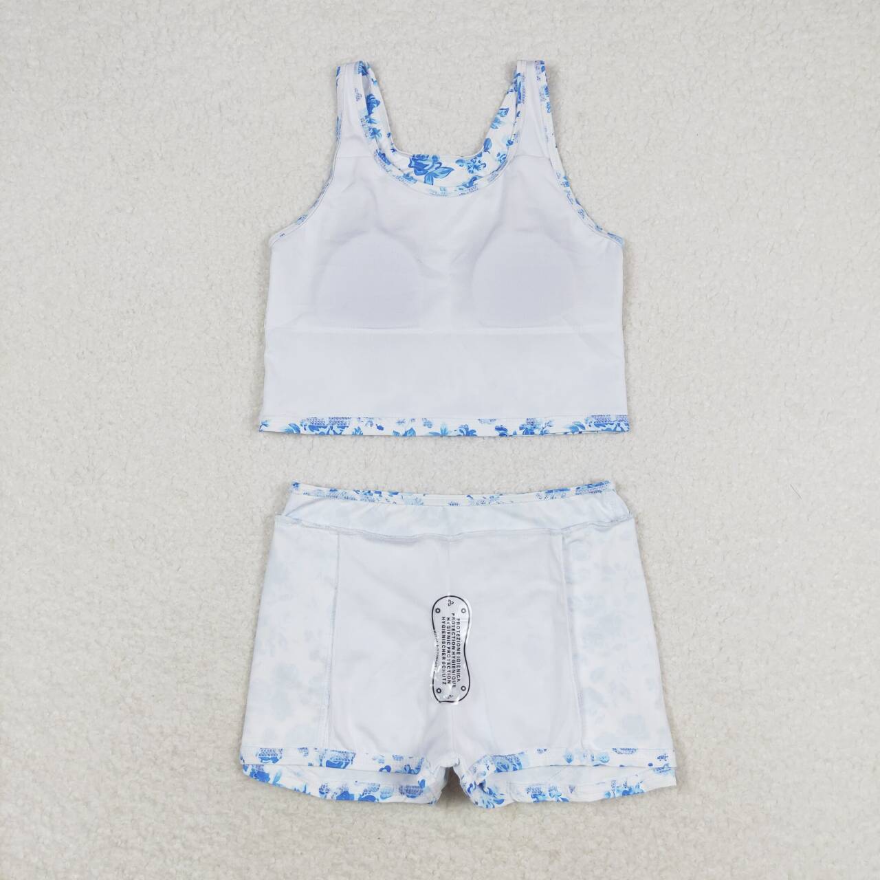 blue floral girls summer swimming suit outfit