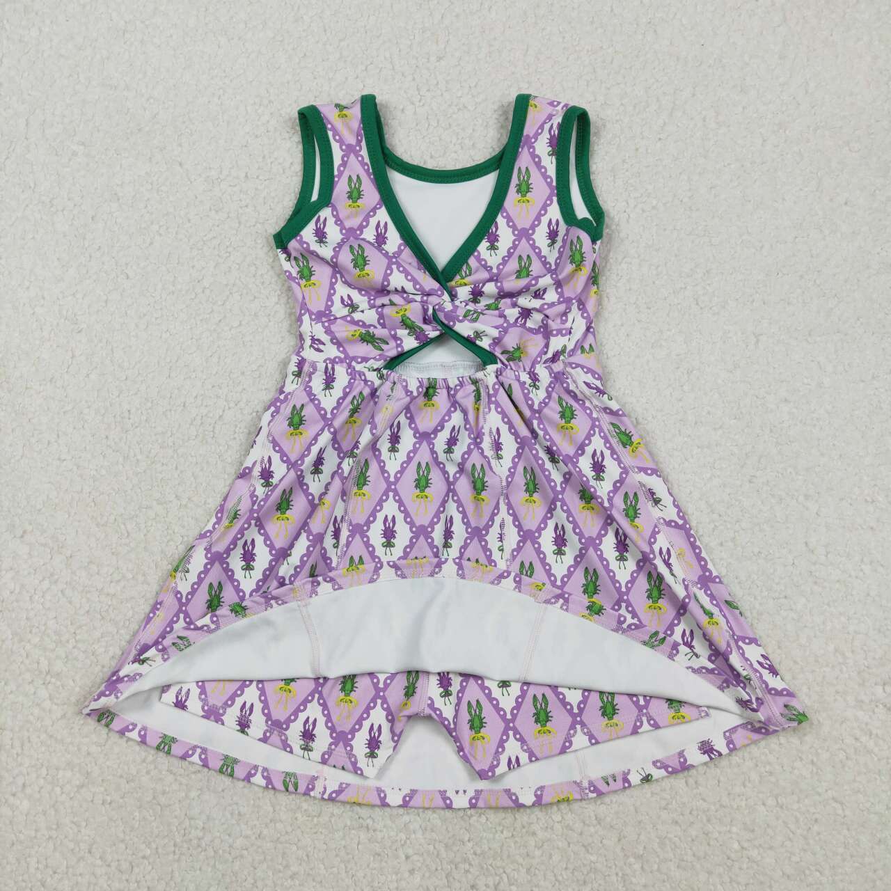 Mardi Gras crawfish design girls yoga dress