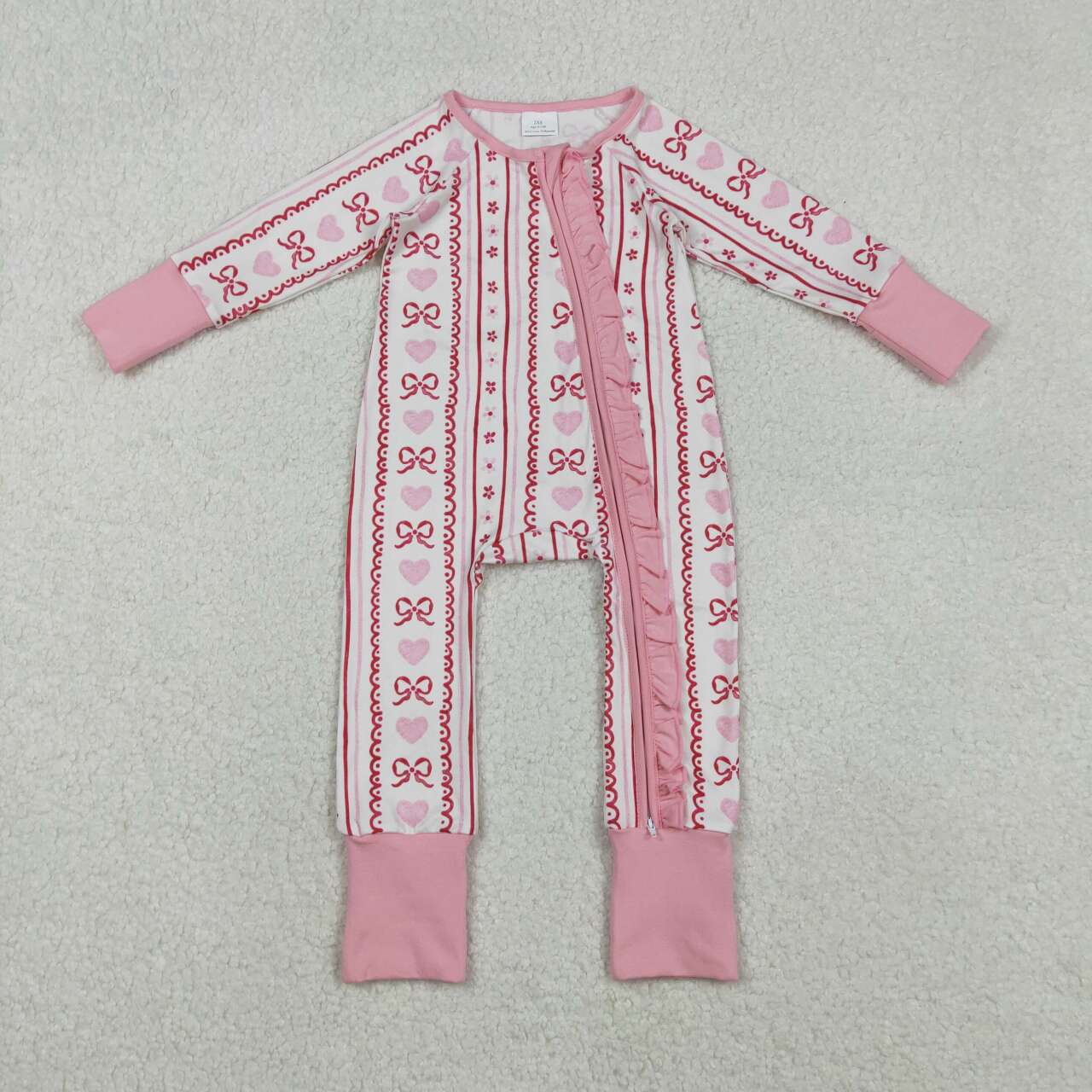 Toddle girls pink bow design long sleeve romper