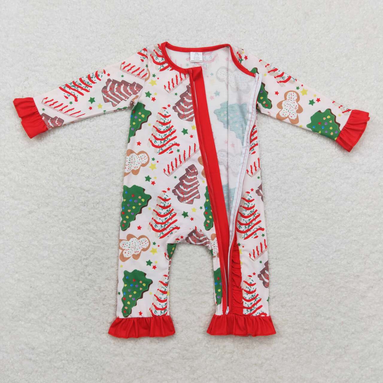 toddle baby girls christmas tree cake bamboo zip romper