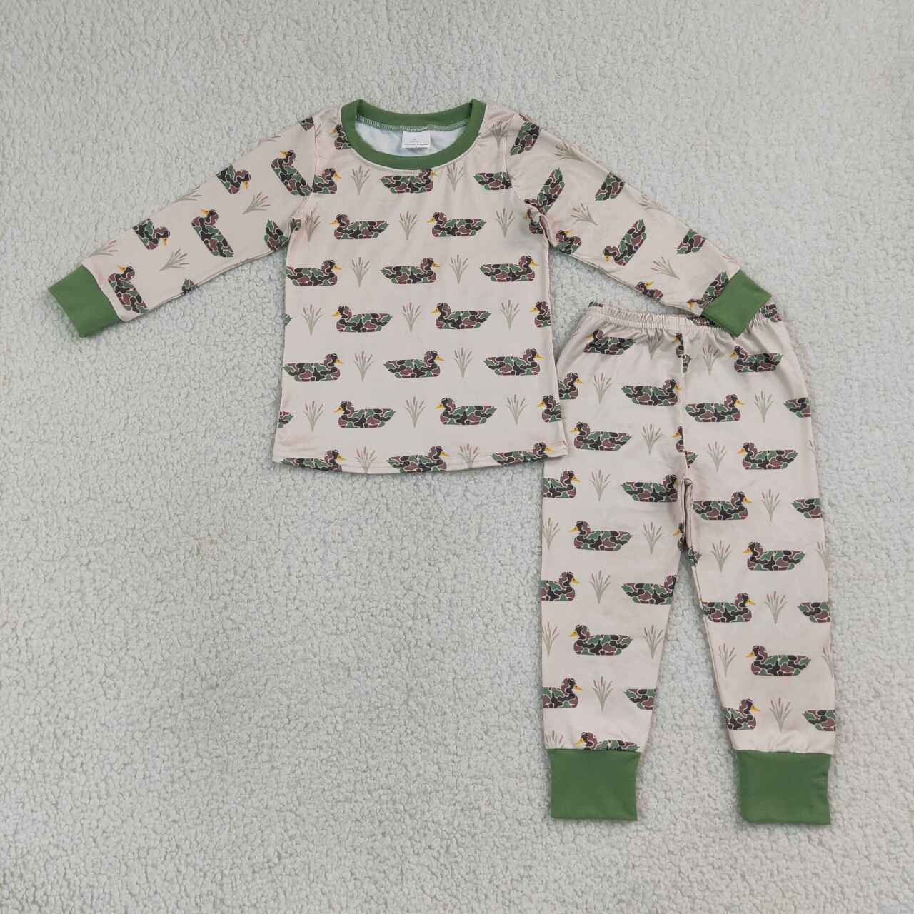 Camo duck long sleeve top matching pants boy outfit