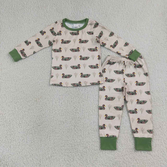 Camo duck long sleeve top matching pants boy outfit