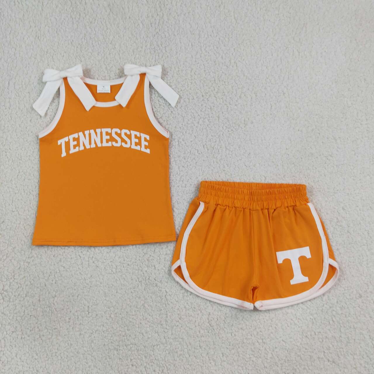 Tennessee team design cotton vinyl top matching shorts girls summer outfit