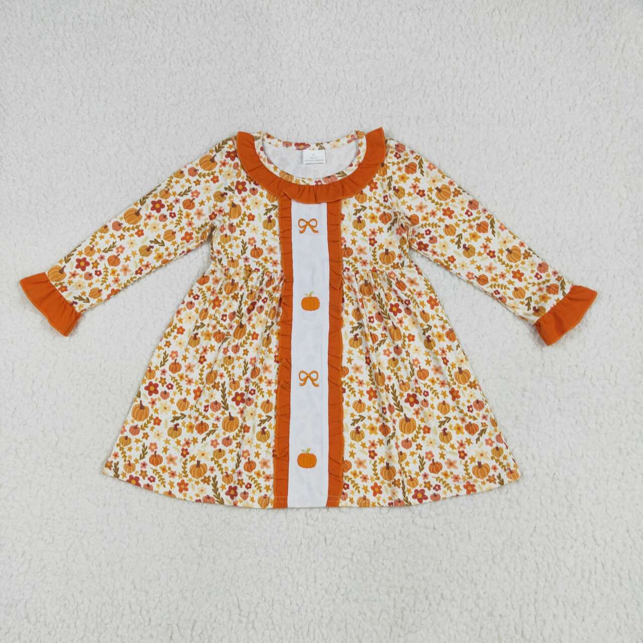 Embroidery Floral pumpkin long sleeve dress