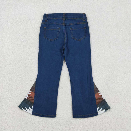 Western Aztec jeans flare bell bottoms kids denim pants