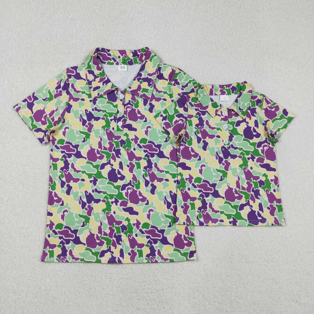 Adult man mardi gras short sleeve polo top