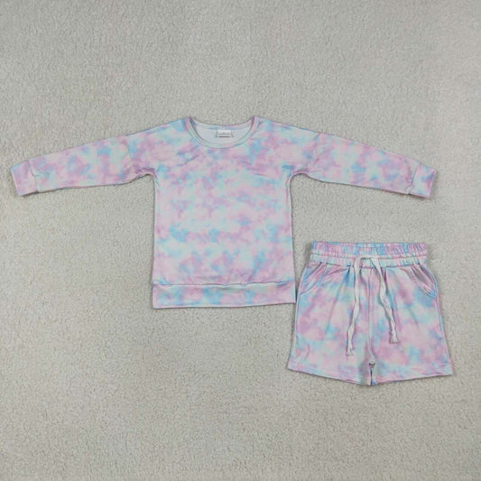 Tie dye top matching shorts girls outfit