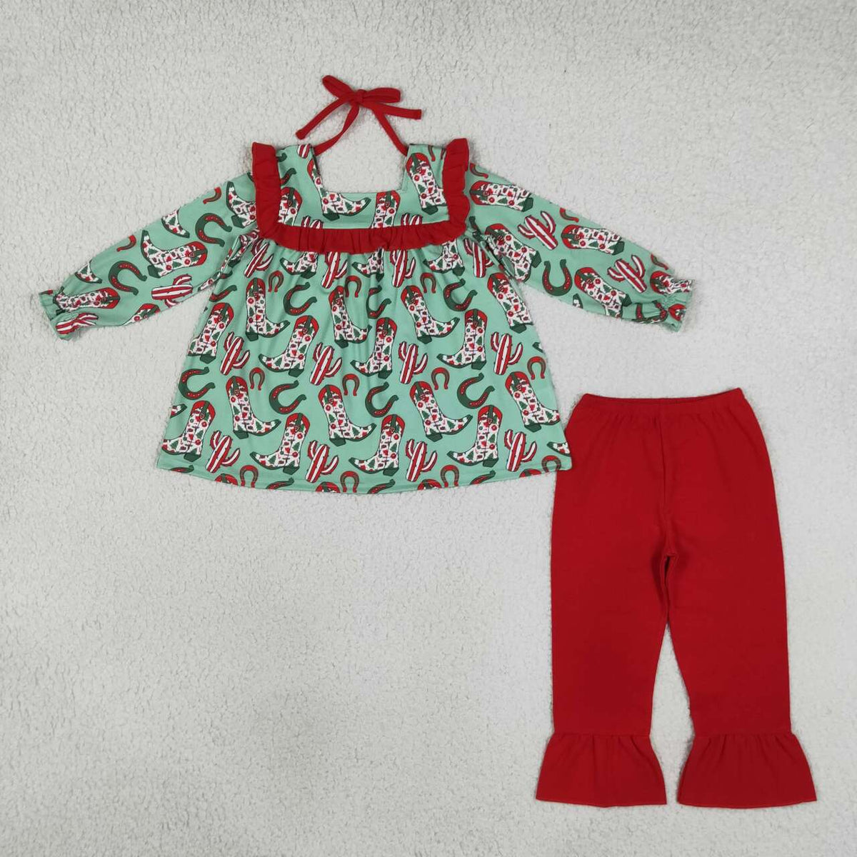 Christmas western boots tunic top matching pants clothes