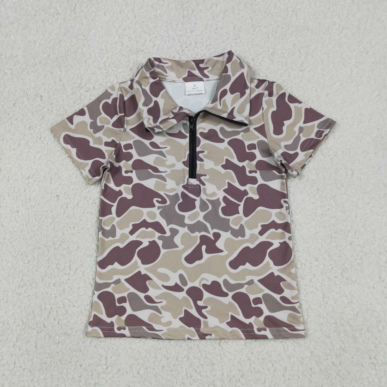 Dark grey Camo design print boy short sleeve pullover top