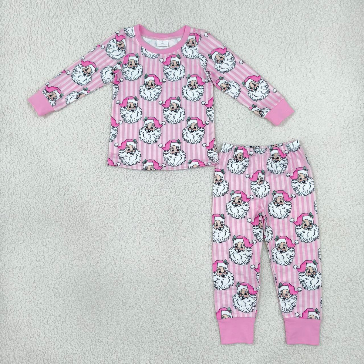 Long sleeve Christmas santa claus top matching pants girl wholesale factory price outfit