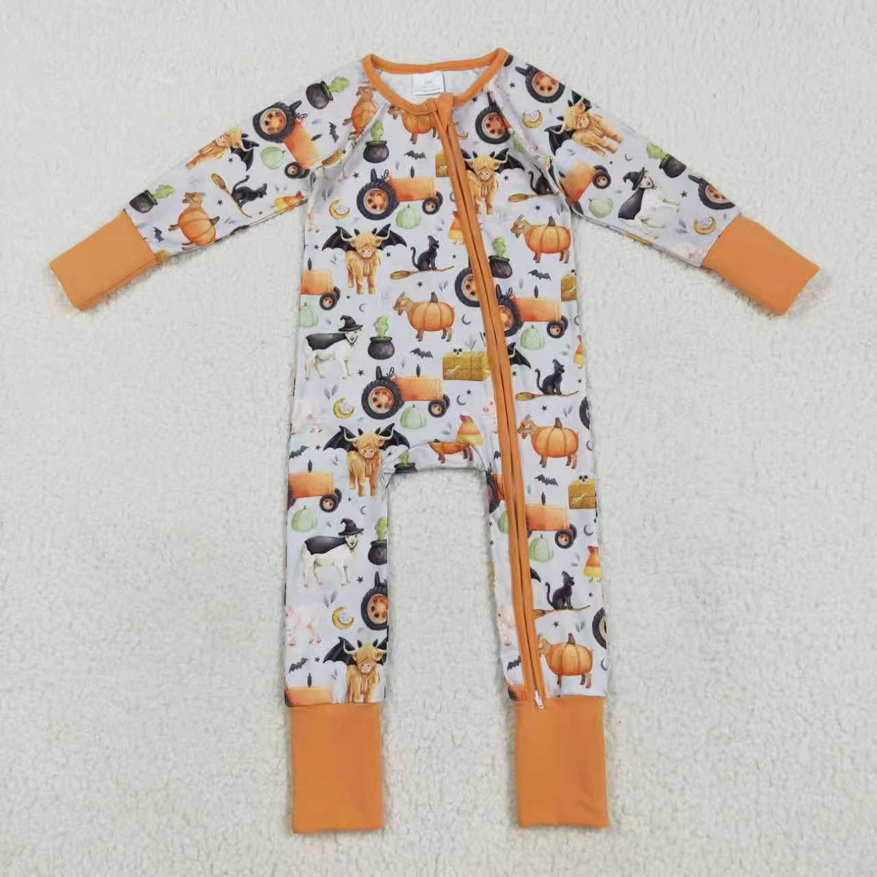 Halloween pumpkin animals design boy long sleeve matching outfit