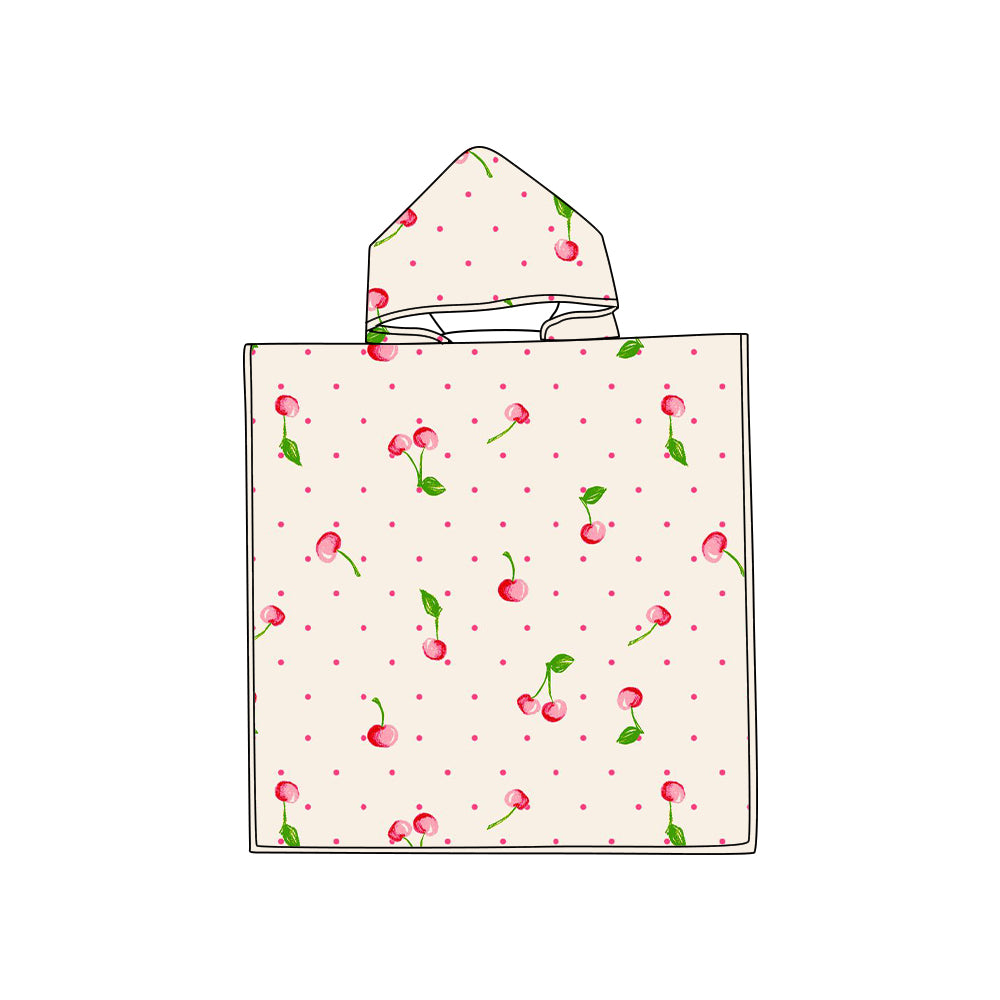 infant baby girls cherry hooded towel