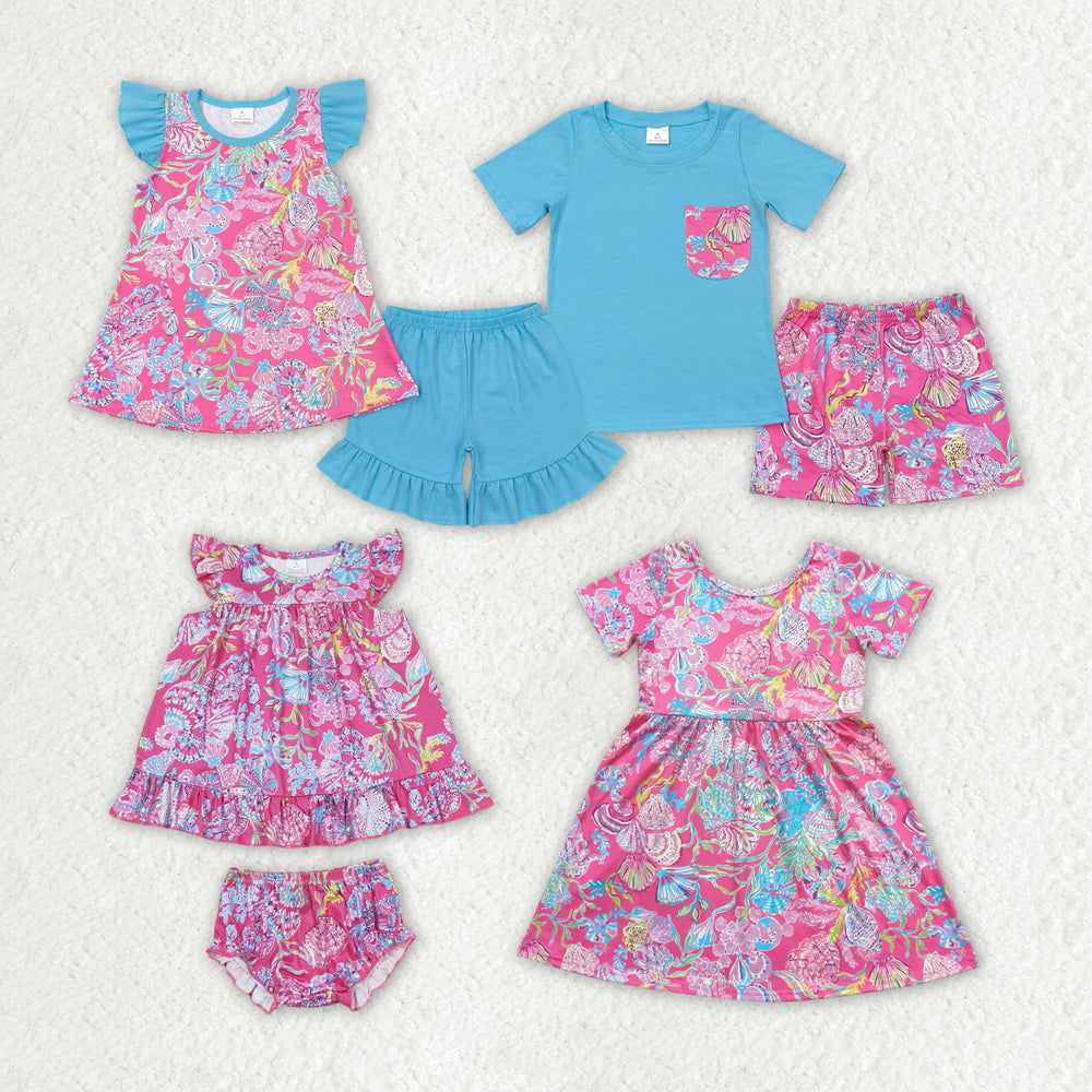 sister brother blue floral wholesale matching sibling set