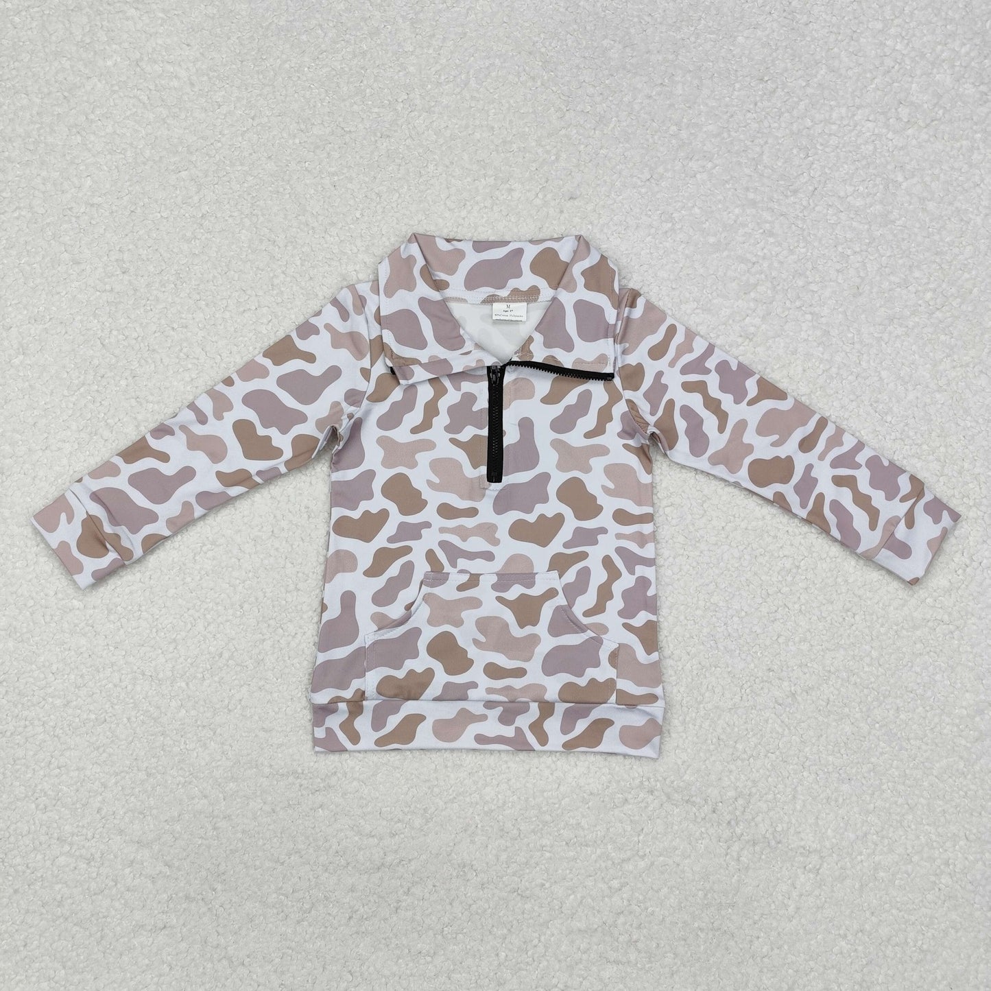 Mommy and Me grey Camo Long Sleeve Pullover Top