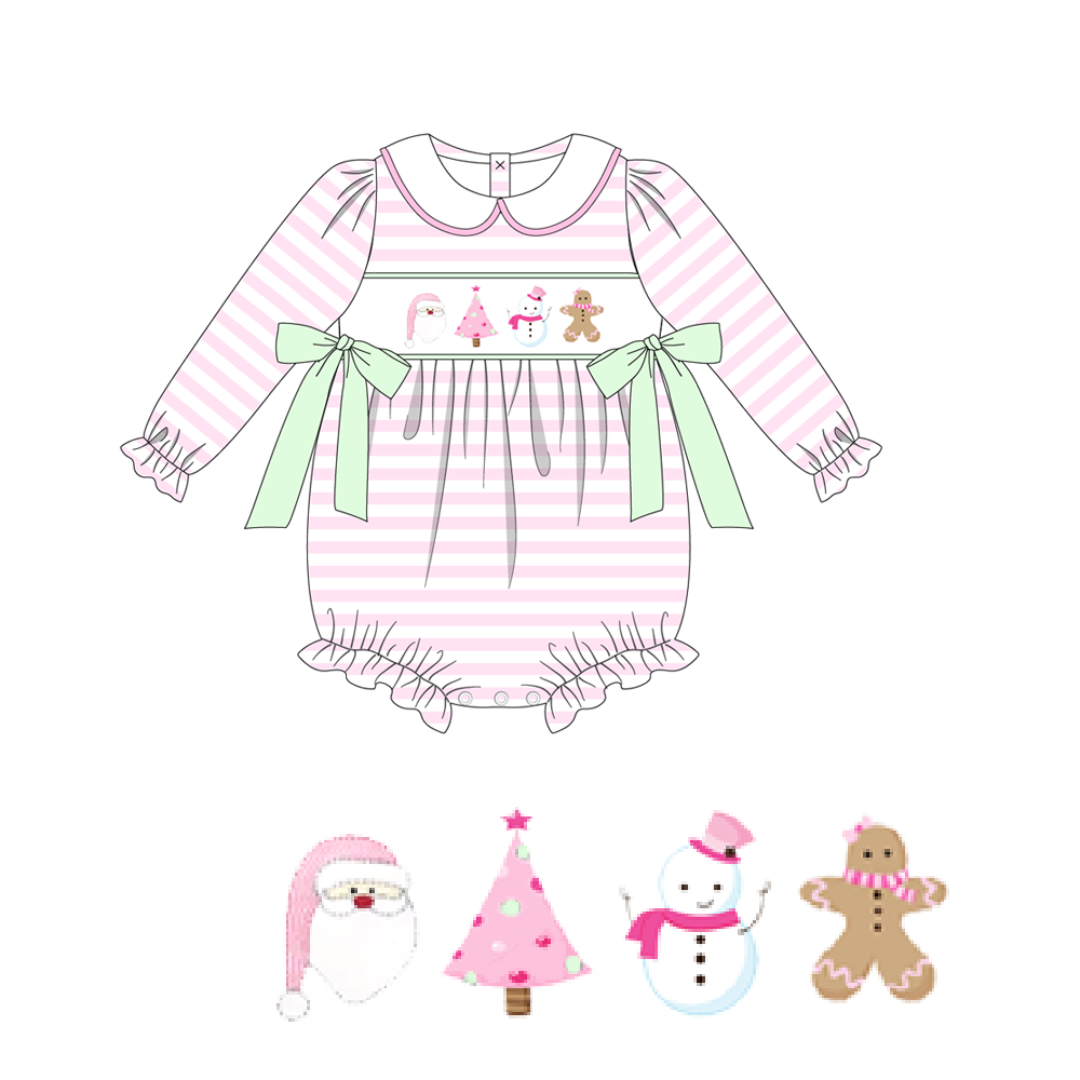toddle girls christmas santa claus tree gingerbread romper
