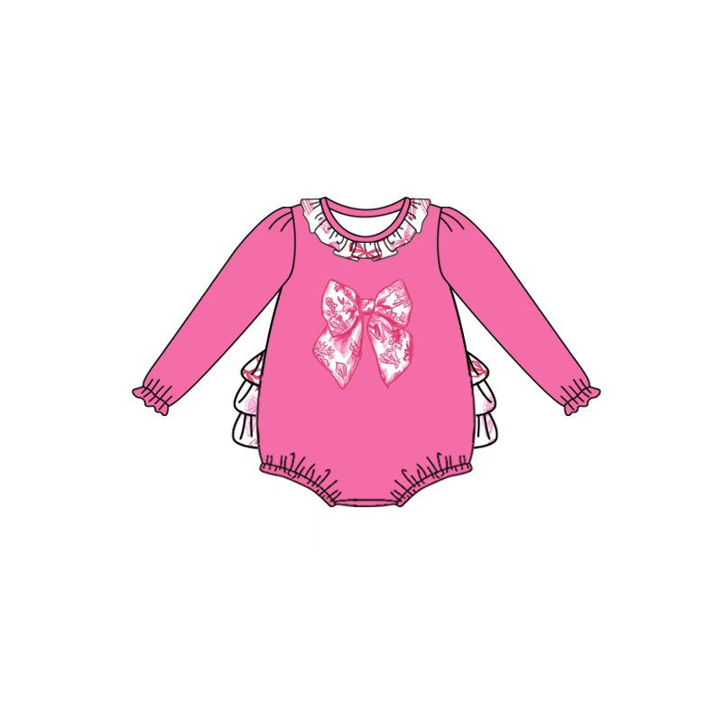 Toddle kids hot pink bow long sleeve outfit