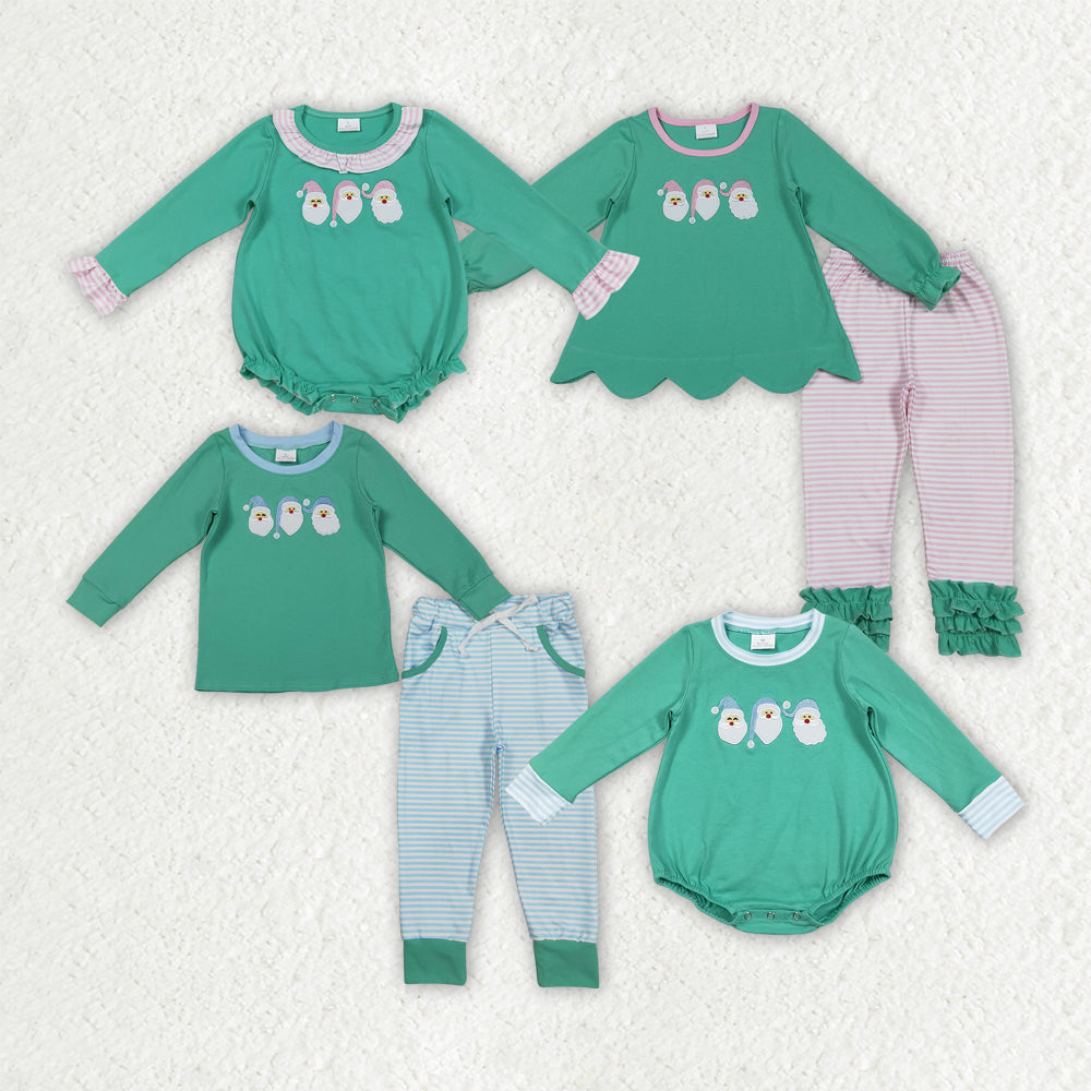 Embroidery Christmas Santa Claus boy long sleeve fall winter outfit