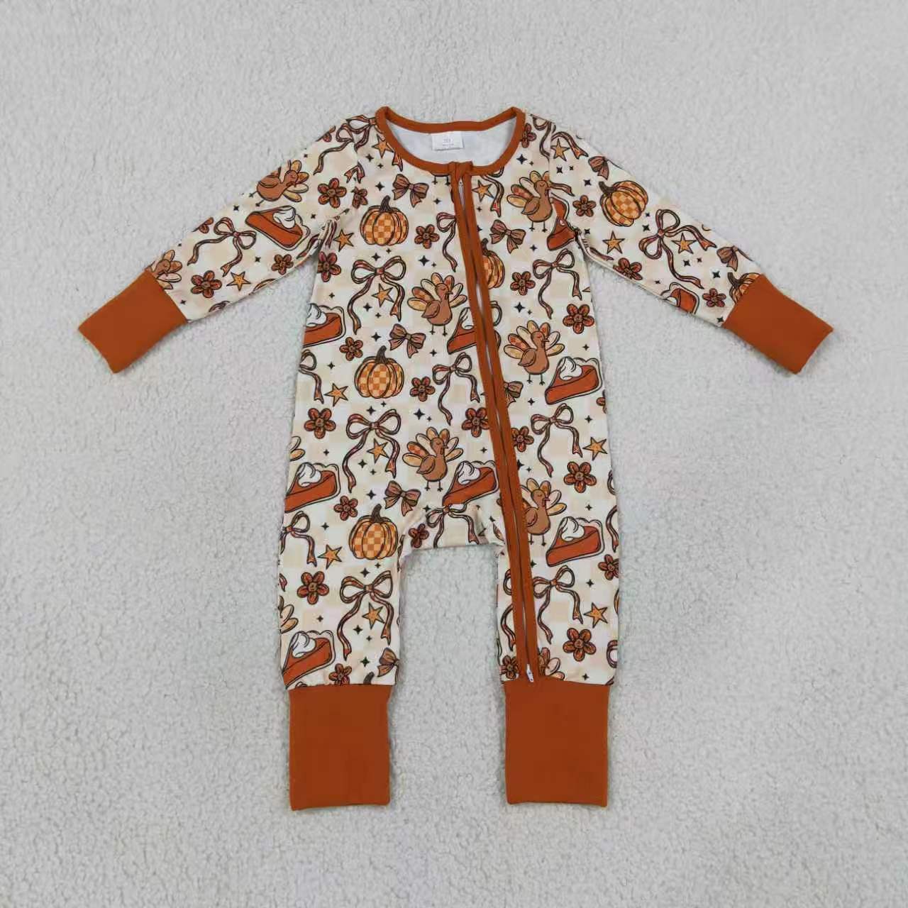 Thanksgiving turkey long sleeve top matching pants girl outfit