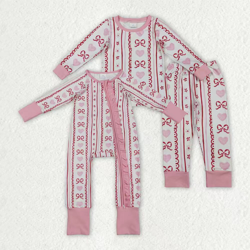 Toddle girls pink bow design long sleeve romper