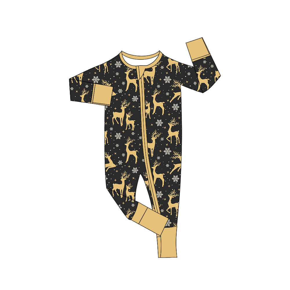 infant baby boy reindeer design long sleeve zip romper