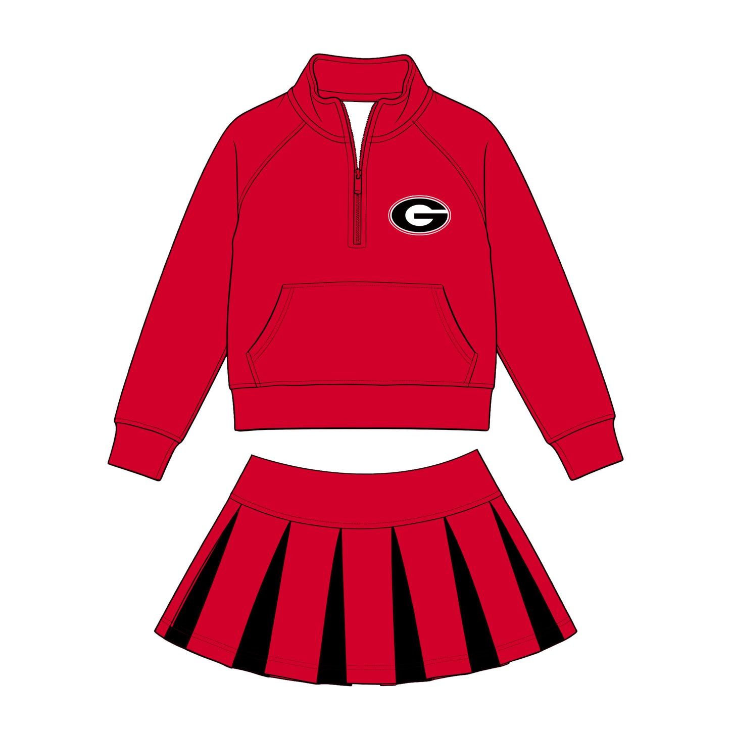 Kids long sleeve team pullover top matching skorts outfit wholesal factory price