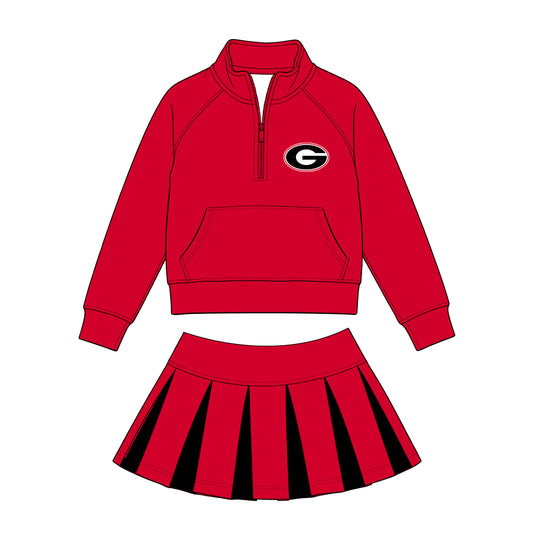 Kids long sleeve team pullover top matching skorts outfit wholesal factory price