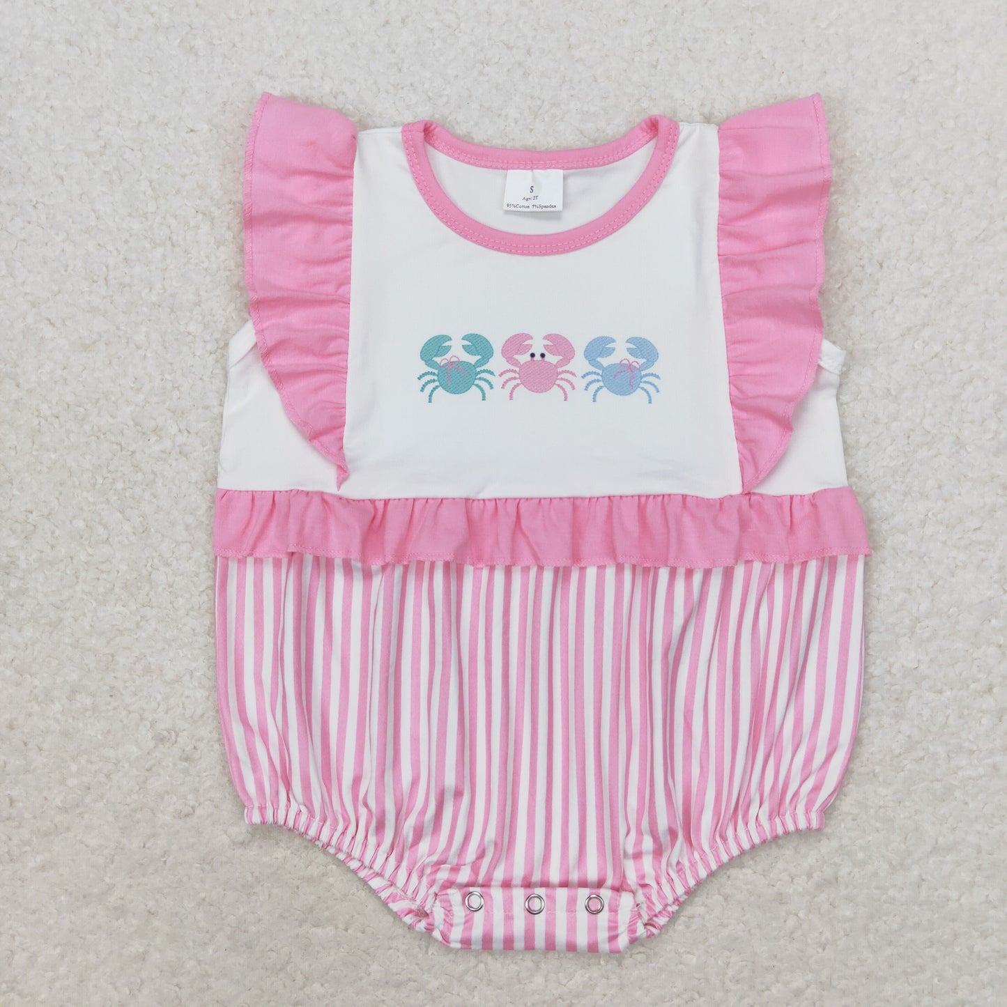 best sister crab design pink stripes summer clothing set