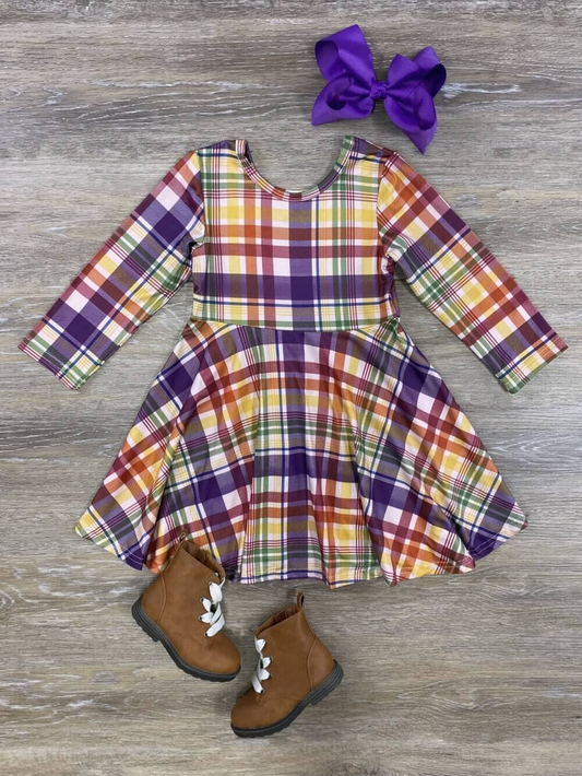 baby girls long sleeve plaid dress