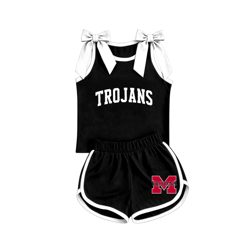 Custom team bow top matching shorts girls summer outfit